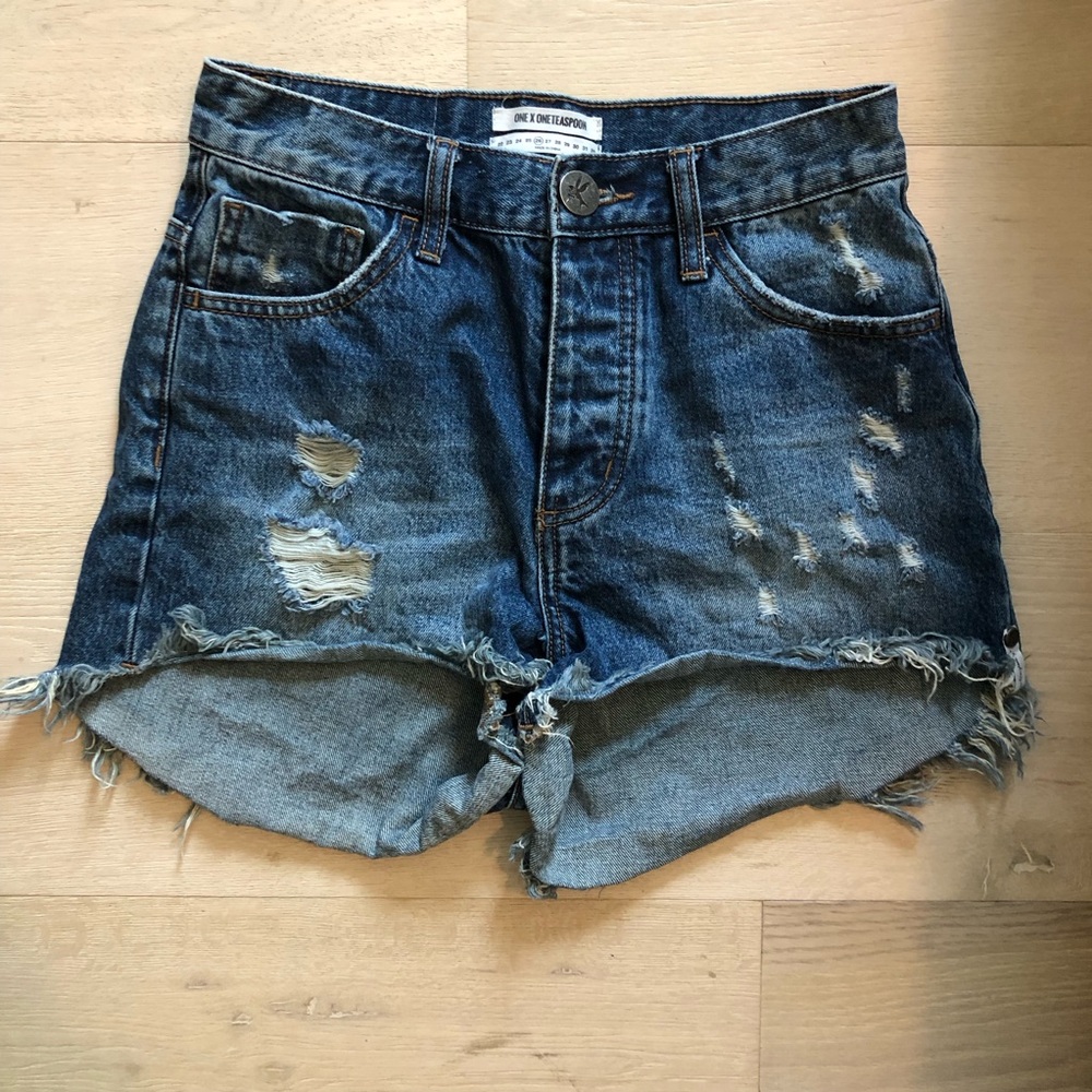One Teaspoon High Waist Bonita Shorts Denim Size 26